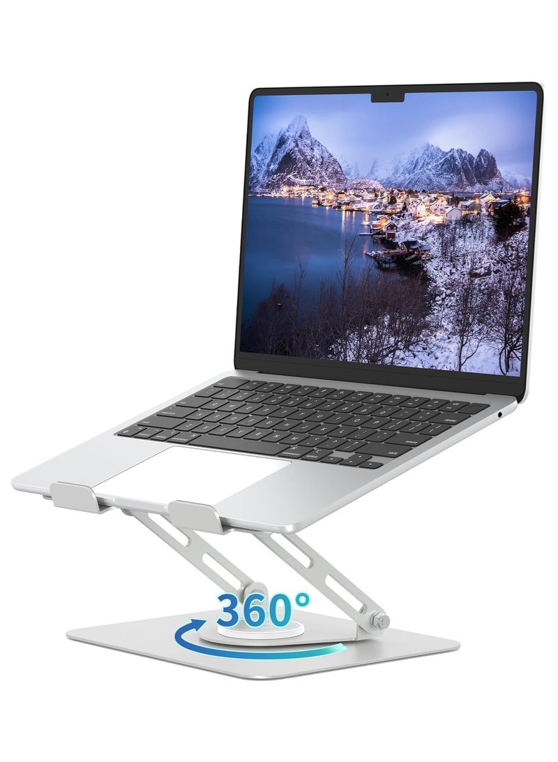 Green Tiger Adjustable Laptop Stand with 360° Rotating Base, Ergonomic Computer Riser for Desk, Adjutable Height Muti-Angle, Foldable Laptop Mount, Stable Metal Holder Support 10-17.3" MacBook Notebook - Image 1