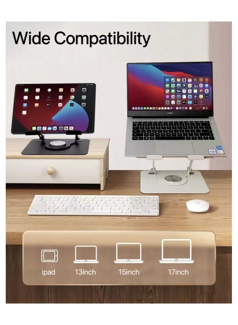 Green Tiger Adjustable Laptop Stand with 360° Rotating Base, Ergonomic Computer Riser for Desk, Adjutable Height Muti-Angle, Foldable Laptop Mount, Stable Metal Holder Support 10-17.3" MacBook Notebook - Image 2