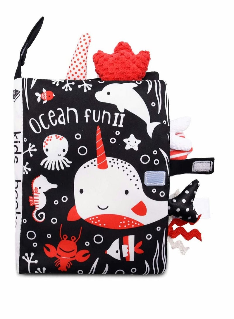 واي آند دي Baby Cloth Books, Soft Touch, Feel 3D Animal, Early Learning Babies Gifts, for Newborns Baby/Toddler Kids 1-3- Year Old (Ocean) - Image 1