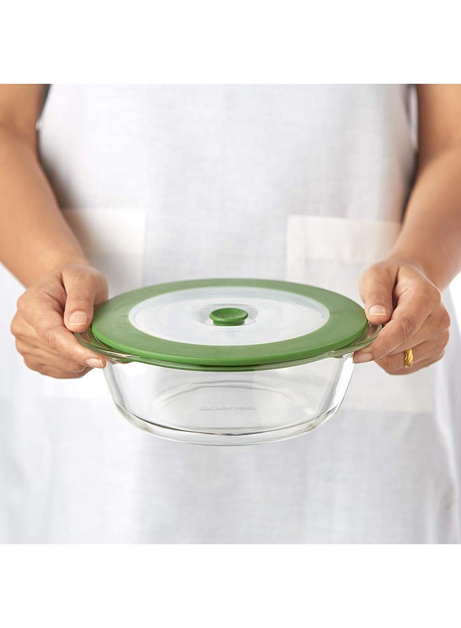 BOROSIL Round Dish With Green Lid 1.0 Lt Clear/Green - Image 4