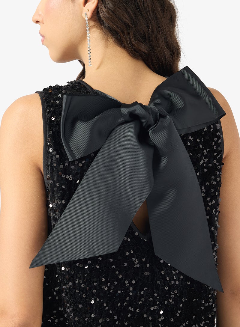 ONLY Sequin Detail Crew Neck Mini Dress - Image 3