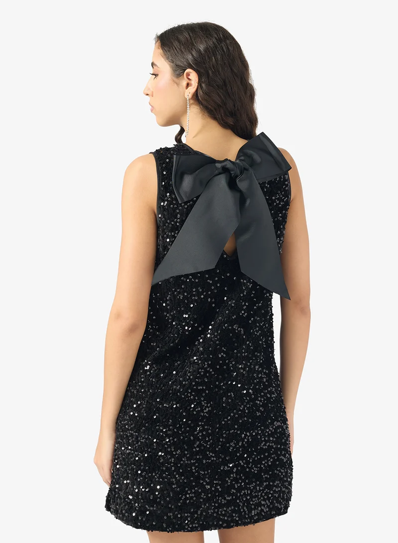 ONLY Sequin Detail Crew Neck Mini Dress