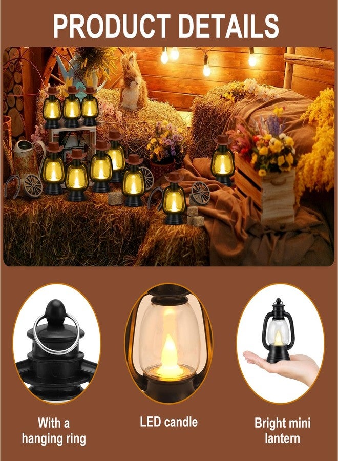 PLUVAVA 50 PCS Western Theme Party Centerpiece - Cowboy Decor with Mini Hay Bales, Cowboy Hat, Black Lantern, Horseshoe Wagon Wheel for Cowgirl Birthday Wedding Party (Brown) - Image 3
