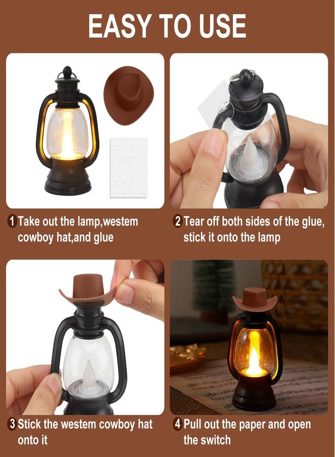 PLUVAVA 50 PCS Western Theme Party Centerpiece - Cowboy Decor with Mini Hay Bales, Cowboy Hat, Black Lantern, Horseshoe Wagon Wheel for Cowgirl Birthday Wedding Party (Brown) - Image 4