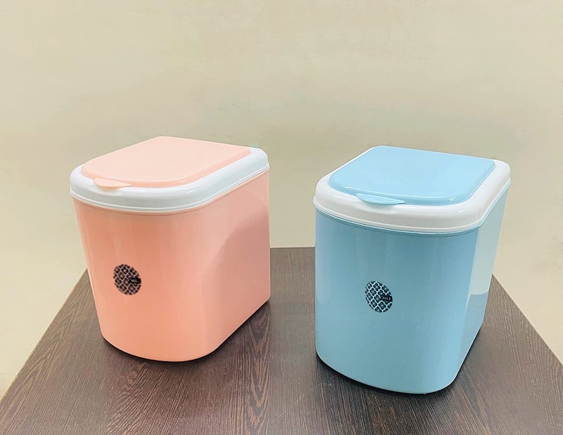 Nabhya Combo Of 2 pc Mini Waste Bin Disposal Dustbin for Car Office Desk and Home Use Pink Blue - Image 2