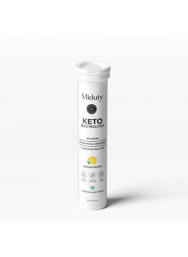 Miduty Electrolyte Tablets - Sugar-Free- No Maltodextrin & Artificial Colors - Natural Lemon Flavor - Stevia - Instant Hydration & Energy - 10 Effervescent Tablets - Image 1