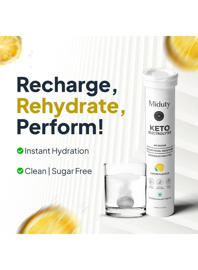 Miduty Electrolyte Tablets - Sugar-Free- No Maltodextrin & Artificial Colors - Natural Lemon Flavor - Stevia - Instant Hydration & Energy - 10 Effervescent Tablets - Image 4