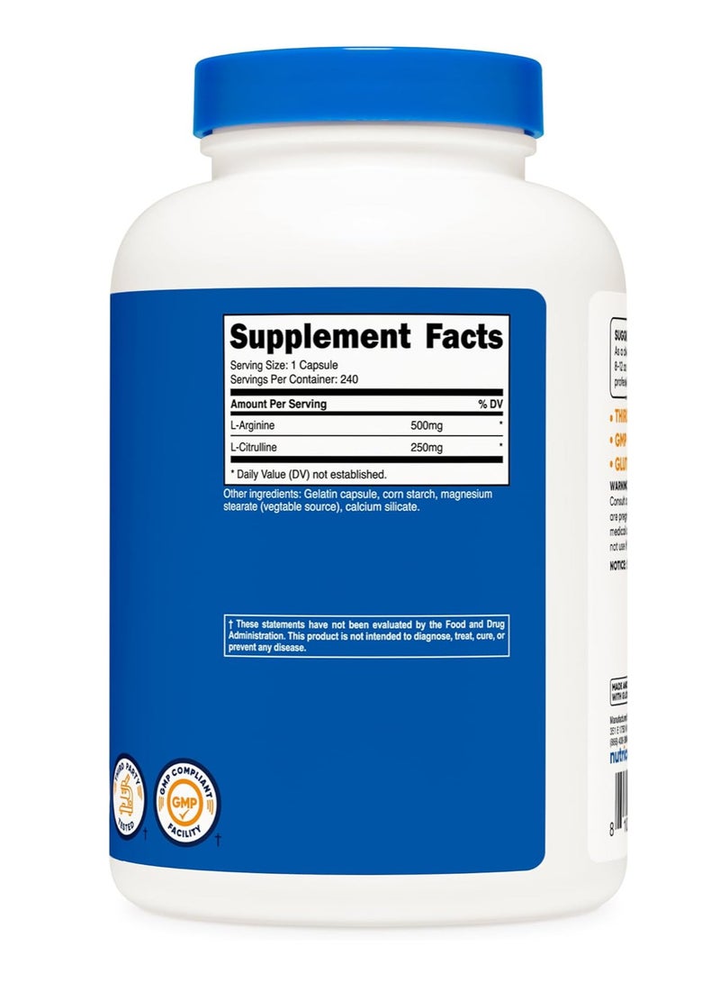 مركب إل-أرجينين إل-سيترولين 750 ملجم، 240 كبسولة - غير معدلة وراثيًا - Image 5