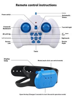 Generic Deformable Car Toy with Remote Control Watch Gesture Sensor All-Terrain Off Road Car with 360° Flips and Double Sided Rotating Electric 2.4GHz 4WD S012 Toy Car Sets for kids (Blue)  - Image 3