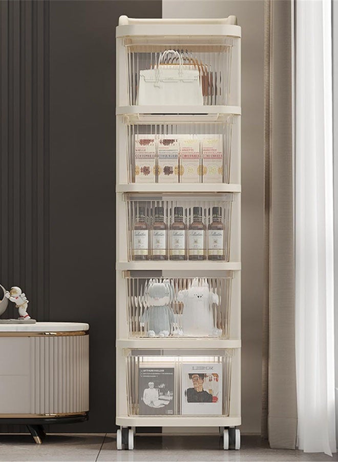 FLYROAD 5 Tier Trolley Organizer, Rolling Utility Cart with Drawers, Multi-Functional Organizer with Plastic Shelves on Silent Wheels for Kitchen, Bathroom, Living Room and Office - Image 3