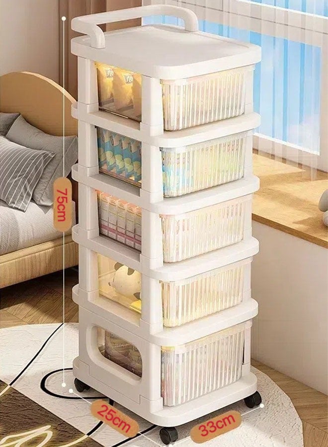 FLYROAD 5 Tier Trolley Organizer, Rolling Utility Cart with Drawers, Multi-Functional Organizer with Plastic Shelves on Silent Wheels for Kitchen, Bathroom, Living Room and Office - Image 2