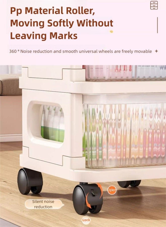 FLYROAD 5 Tier Trolley Organizer, Rolling Utility Cart with Drawers, Multi-Functional Organizer with Plastic Shelves on Silent Wheels for Kitchen, Bathroom, Living Room and Office - Image 4