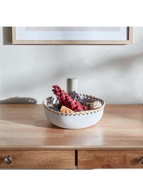 Splendid Metal Decorative Bowl with Cane 21 x 8 x 21 cm