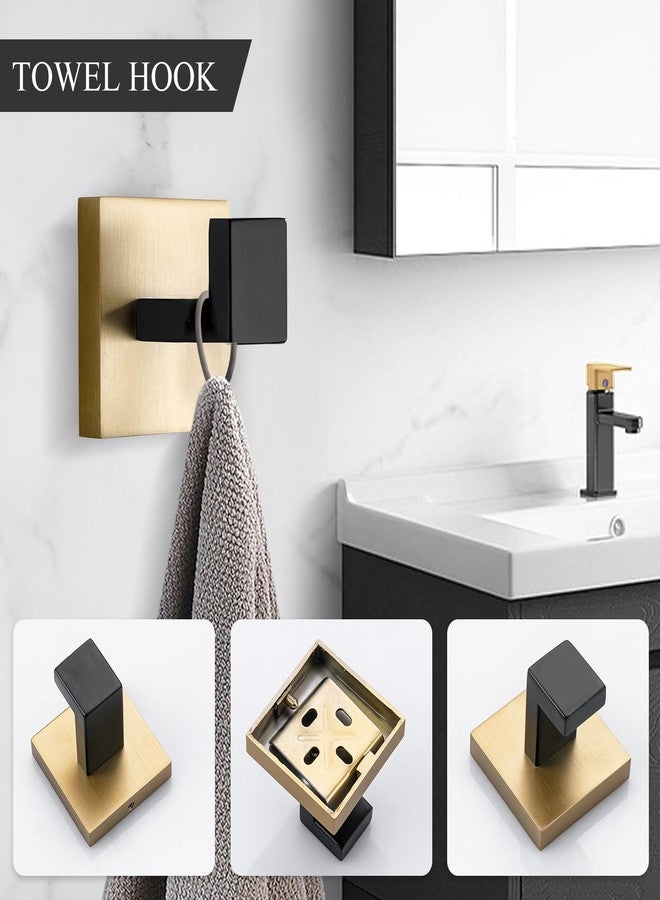 TURS 3-Piece Bathroom Hardware Set Black and Gold Hand Towel Holder Toilet Paper Holder Towel Hook Stainless Steel Towel Bar Set Wall Mounted - Image 2