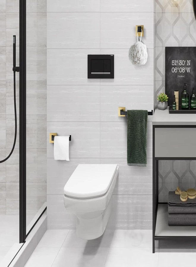 TURS 3-Piece Bathroom Hardware Set Black and Gold Hand Towel Holder Toilet Paper Holder Towel Hook Stainless Steel Towel Bar Set Wall Mounted - Image 5