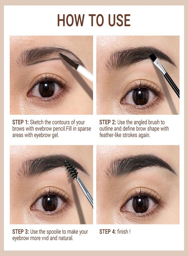 Erinde Waterproof Eyebrow Gel, Smudgeproof Longwear Tinted Brow Gel, Highly Tinted Liquid Eye Brow Makeup Filler Eyebrow, Easy and Quick Application With Precise Brush, 03 Brown - Image 4