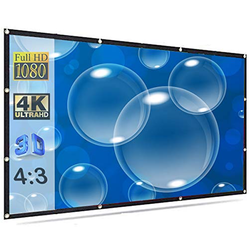 MOIZ® 84 Inch Projector Screen Ratio 4:3 HD Portable Eyelet Screen Premium Indoor Outdoor Movie Screen Anti-Crease Projection 15 (6 ft. (W) x 4 ft. (H) - Image 1