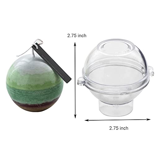 XMOX 2Pcs Sphere Round Ball Shaped Acrylic Candle Mold Simplicity Modern Soap Wax Molds DIY Candles Handmade Mould Hand Crafts for Home Wedding Dinner Party Decoration - Image 2