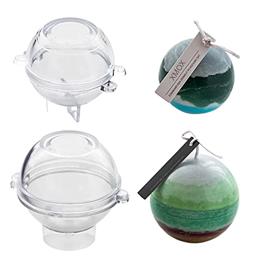 XMOX 2Pcs Sphere Round Ball Shaped Acrylic Candle Mold Simplicity Modern Soap Wax Molds DIY Candles Handmade Mould Hand Crafts for Home Wedding Dinner Party Decoration - Image 1