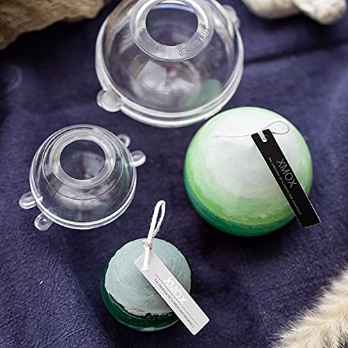 XMOX 2Pcs Sphere Round Ball Shaped Acrylic Candle Mold Simplicity Modern Soap Wax Molds DIY Candles Handmade Mould Hand Crafts for Home Wedding Dinner Party Decoration - Image 4