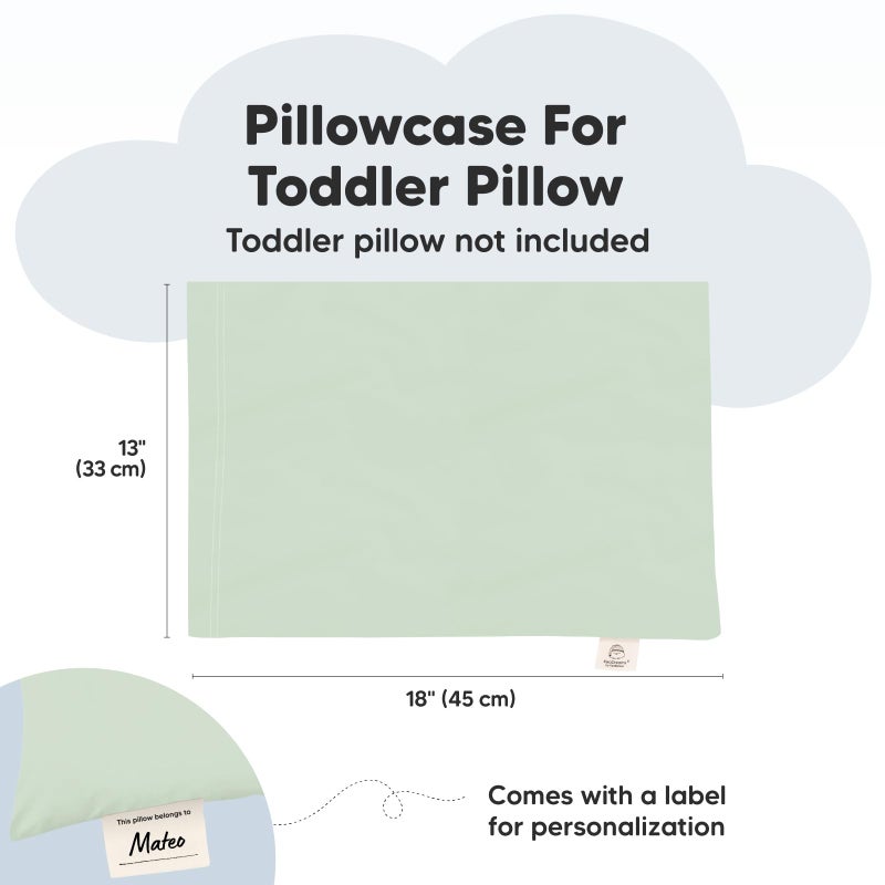 KeaBabies Toddler Pillowcase 13"x18" - Organic Cotton Toddler Pillowcase for Kids, Boys, Girls, Soft & Durable Cotton Cover for Miniature Sleepy Pillows, Cute Colors, Pillow Sold Separately (Sage) - Image 2