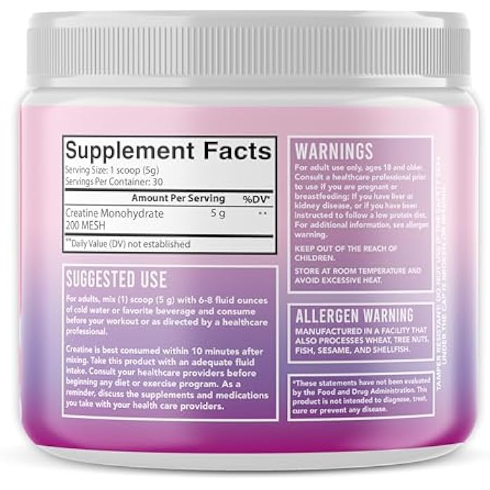Angry Supplements مسحوق مشروب كرياتين مونوهيدرات للنساء - 100% كرياتين نقي مجهر، 5 جرام لكل حصة - دعم الطاقة والتعافي - مناسب للكيتو والنباتيين، بدون نكهة (150 جرام، 30 حصة) - Image 3