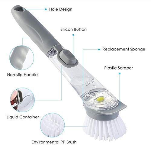 AVIROM Automatically Kitchen Cleaning Brush Scrubber Dish Bowl Cup etc Washing Sponge with Refill Liquid Soap Dispenser Best of Use Washing - Image 4
