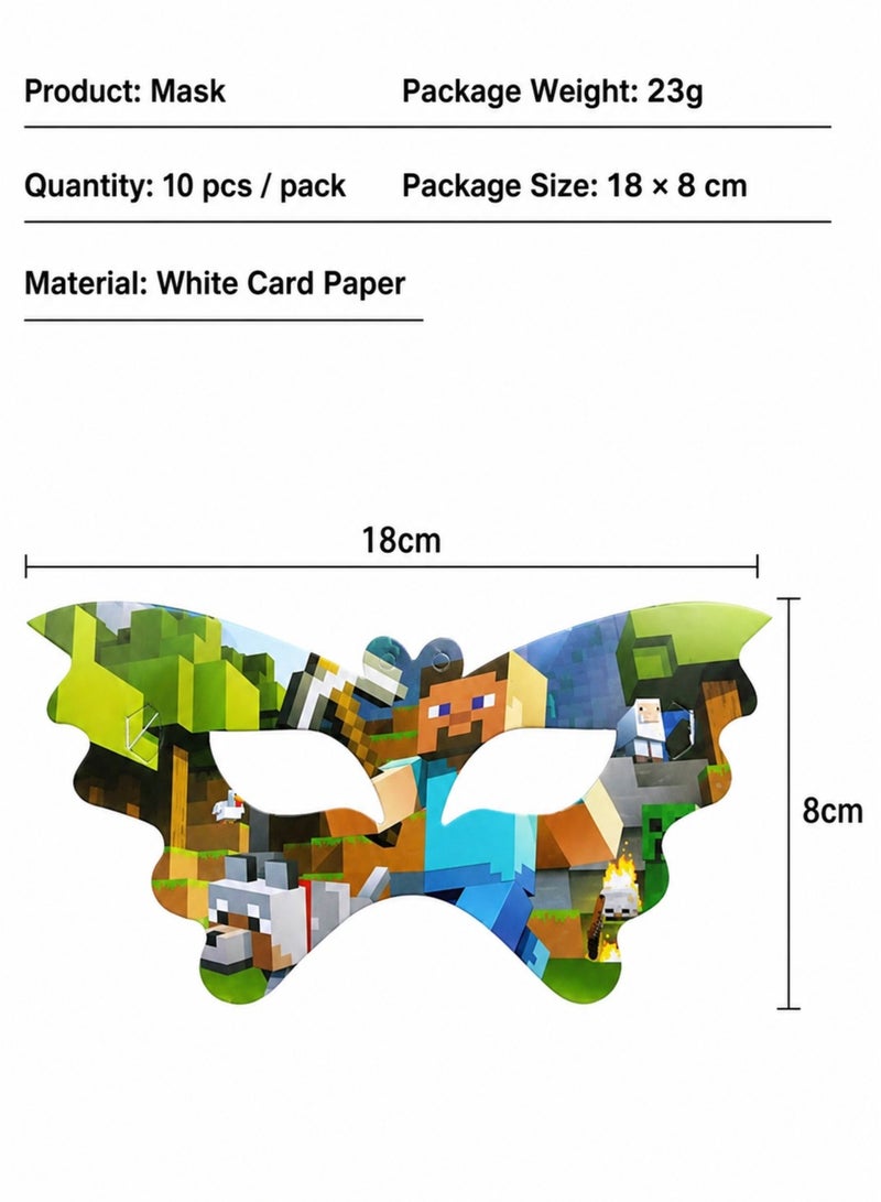 Minecraft Birthday Tableware Party Supplies 42-Piece Set, Pixel Tableware Set with Plates, Cups, Birthday Banner, Party Hats, Masks, Candles & Accessories, Minecraft Tableware Birthday Decoration Set for Kids - Image 3