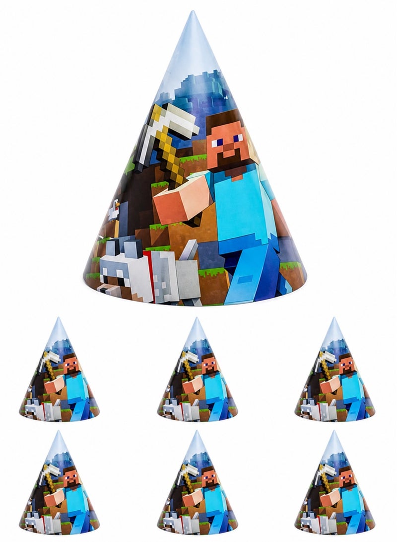 Minecraft Birthday Tableware Party Supplies 42-Piece Set, Pixel Tableware Set with Plates, Cups, Birthday Banner, Party Hats, Masks, Candles & Accessories, Minecraft Tableware Birthday Decoration Set for Kids - Image 5