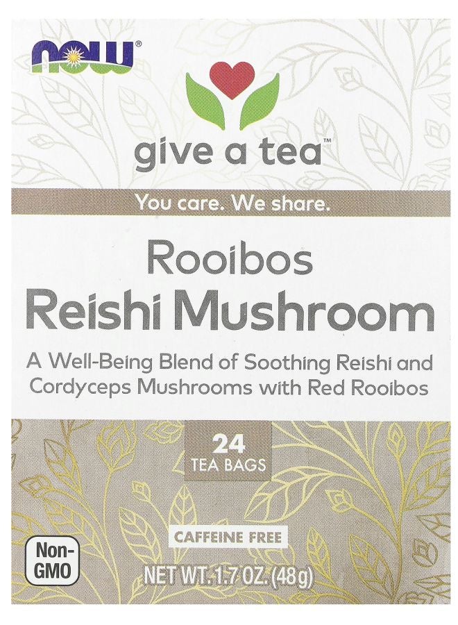 now Rooibos Reishi Mushroom Tea Caffeine Free 24 Tea Bags 1.7 oz (48 g)
