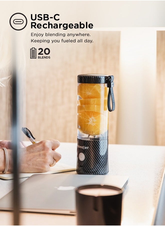 blendjet - V2 Portable Blender Smoothie Maker, Personal Blender, Fruit Blender, Leak Proof Juicer, BPA-Free 475ml 200W Sports Bottle, USB-C Rechargeable, Ice Crusher with Stainless Steel Blades - Carbon Fiber - Image 1