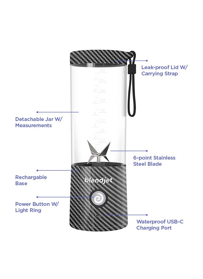 blendjet - V2 Portable Blender Smoothie Maker, Personal Blender, Fruit Blender, Leak Proof Juicer, BPA-Free 475ml 200W Sports Bottle, USB-C Rechargeable, Ice Crusher with Stainless Steel Blades - Carbon Fiber - Image 1