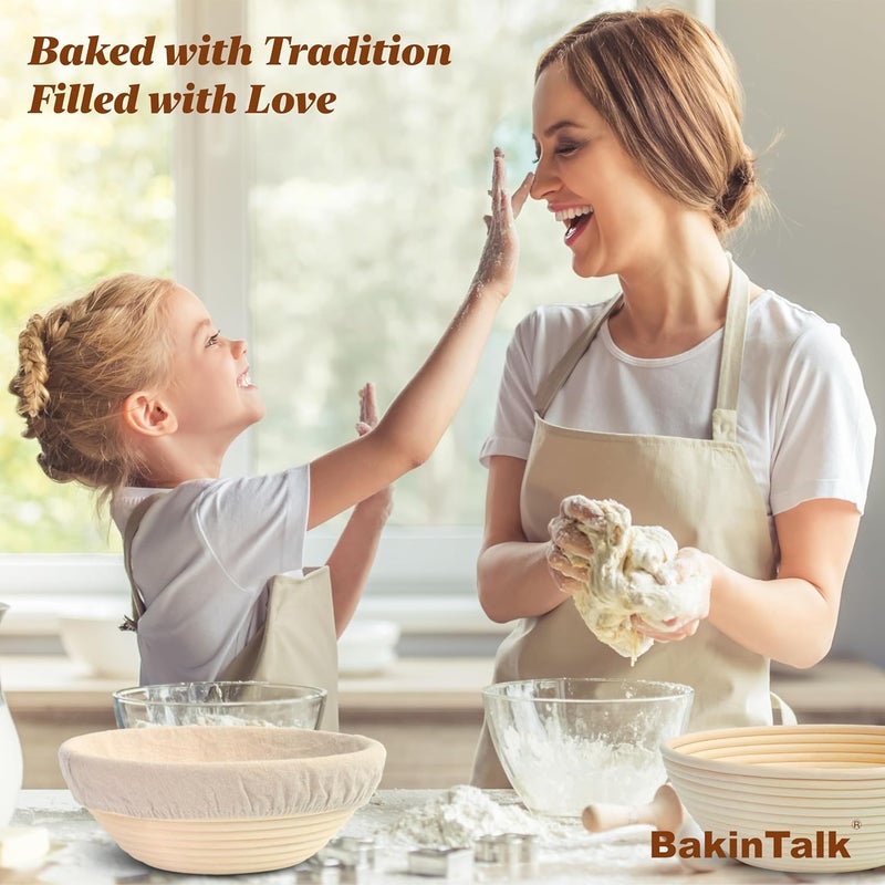 مجموعة منصة تخمير خبز BakeCraft من عصارة الشجر - 2 صناديق تخمير خبز مقوس قطرها 10 بوصات مع بطانيات من القماش، أوعية طهي صلصة العجينة من العصارة الشجرية الطبيعية الهندوسية المصنوعة يدويًا - Image 3