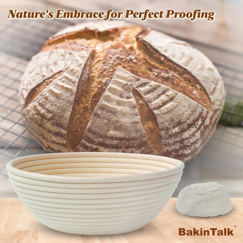 مجموعة منصة تخمير خبز BakeCraft من عصارة الشجر - 2 صناديق تخمير خبز مقوس قطرها 10 بوصات مع بطانيات من القماش، أوعية طهي صلصة العجينة من العصارة الشجرية الطبيعية الهندوسية المصنوعة يدويًا - Image 4