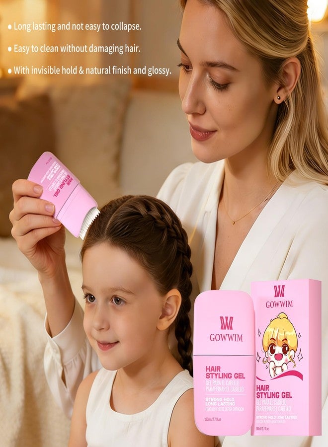 gowwim Kids Hair Gel - Strong Hold Flyaway Frizz Tamer Gel for Boys and Girls, 2-in-1 Hair Finishing Stick with Built-In Comb - 2.7 fl.oz - Image 5