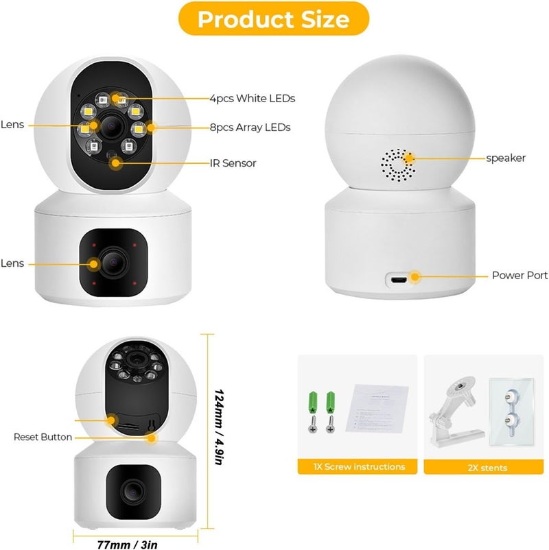 smars 5+5 MP Dual Lens WiFi CCTV IP PTZ Camera | 360° Rotatable Pan & Tilt | Color Night Vision | Human Detection | Motion Tracking | Two-Way Audio - Image 3