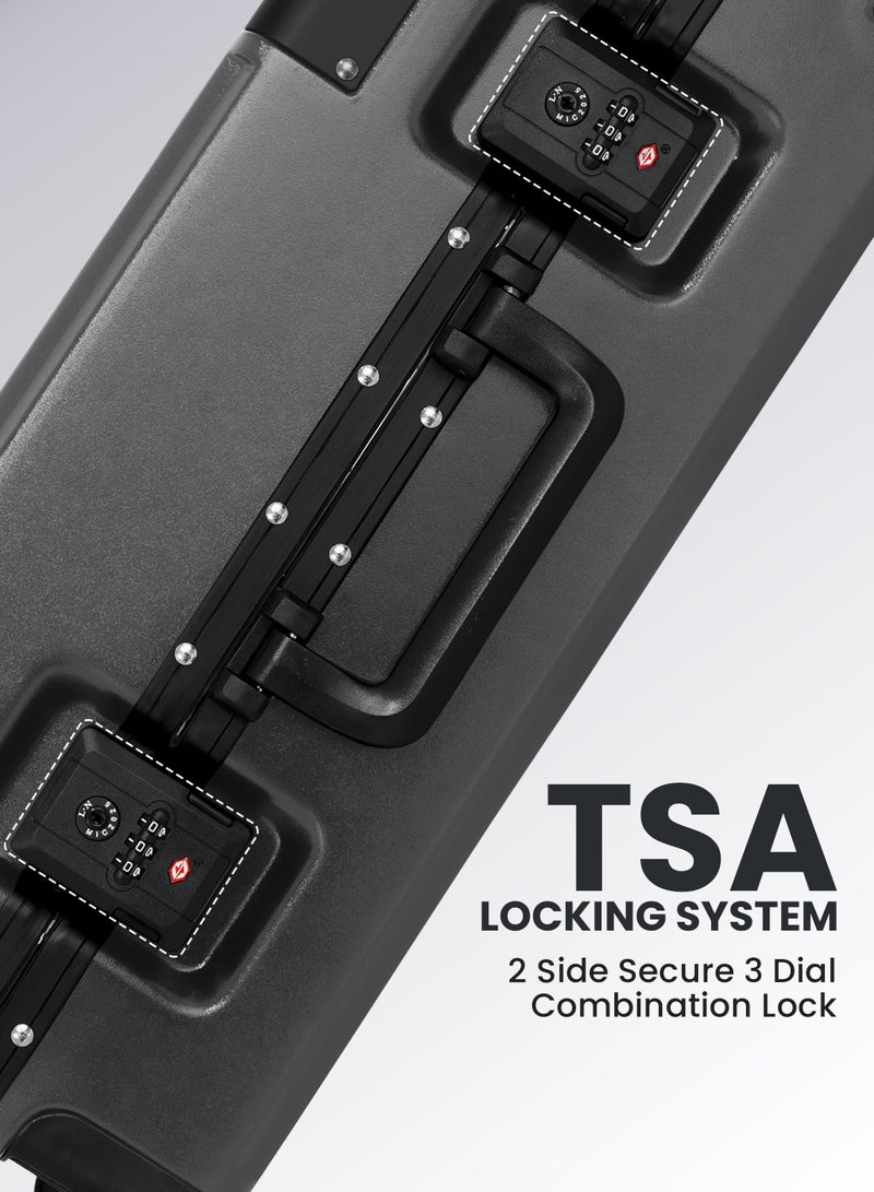 PARAJOHN حقيبة سفر كابينة سبين ديسك رمادي داكن 20 بوصة مع عجلات دوارة ومقبض ذاتي الارتداد - Image 4