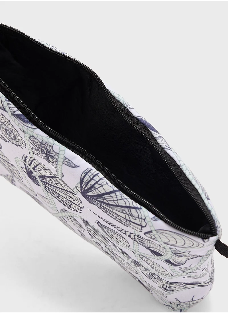 Ginger Shell Print Cosmetic Bag