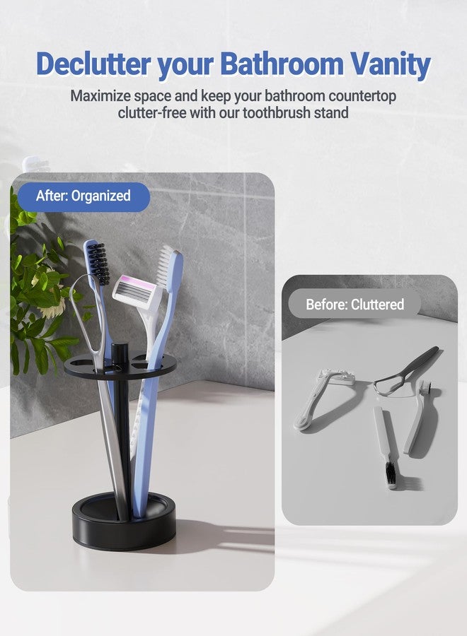 Oasiteege Black Toothbrush Holder Stand for Bathroom, Small Tooth Brush Holder Organizer Storage Caddy for Kids, Modern Cute Vanity Countertop Accessories Decor for Farmhouse Dorm - Image 5