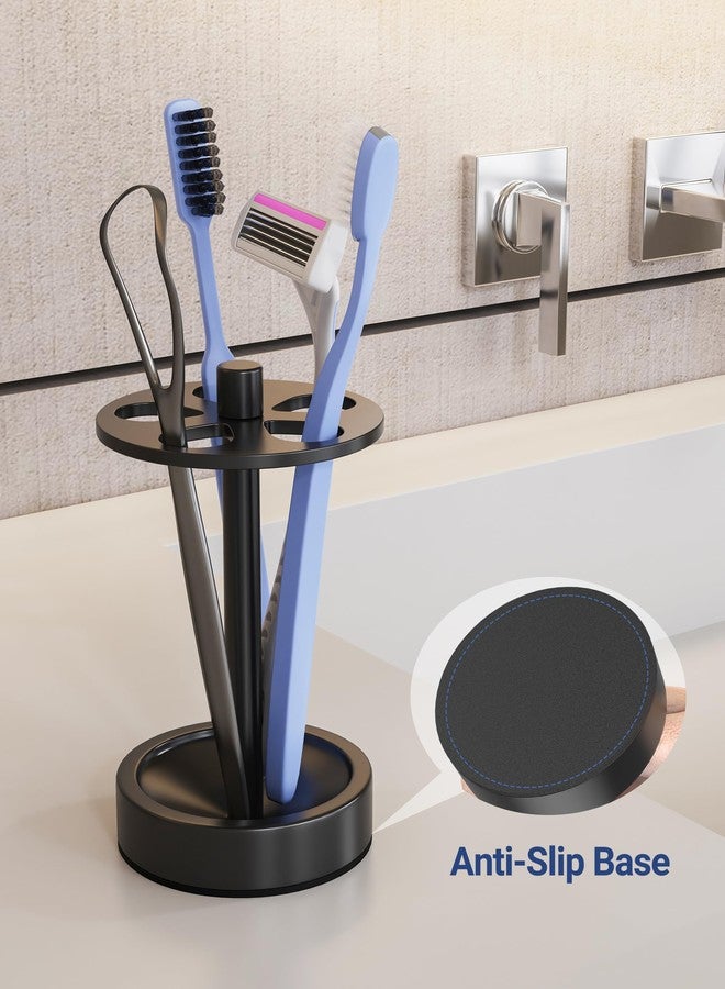 Oasiteege Black Toothbrush Holder Stand for Bathroom, Small Tooth Brush Holder Organizer Storage Caddy for Kids, Modern Cute Vanity Countertop Accessories Decor for Farmhouse Dorm - Image 4