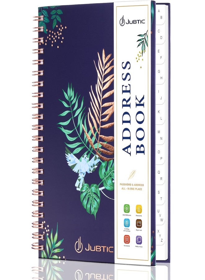 JUBTIC Hardcover Address Book with Alphabetical Tabs, Spiral Bound Address Book with Refillable Pages Medium Telephone book incl. Address, Password, Contact, Tel, Email, Important Date for Home Office - Image 1