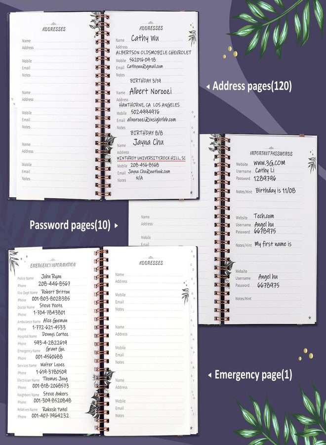 JUBTIC Hardcover Address Book with Alphabetical Tabs, Spiral Bound Address Book with Refillable Pages Medium Telephone book incl. Address, Password, Contact, Tel, Email, Important Date for Home Office - Image 4
