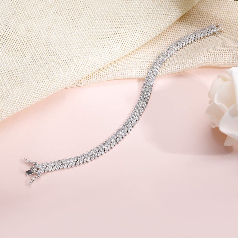 Gemsme Classic Tennis Bracelet for Women 18K White Gold Plated 5A+ Cubic Zirconia Bracelets for Wedding Party 7 Inch - Image 3