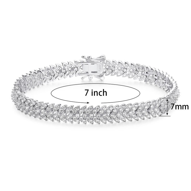 Gemsme Classic Tennis Bracelet for Women 18K White Gold Plated 5A+ Cubic Zirconia Bracelets for Wedding Party 7 Inch - Image 2