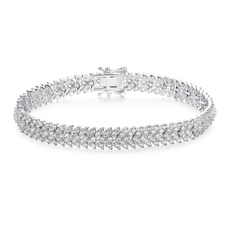 Gemsme Classic Tennis Bracelet for Women 18K White Gold Plated 5A+ Cubic Zirconia Bracelets for Wedding Party 7 Inch - Image 1