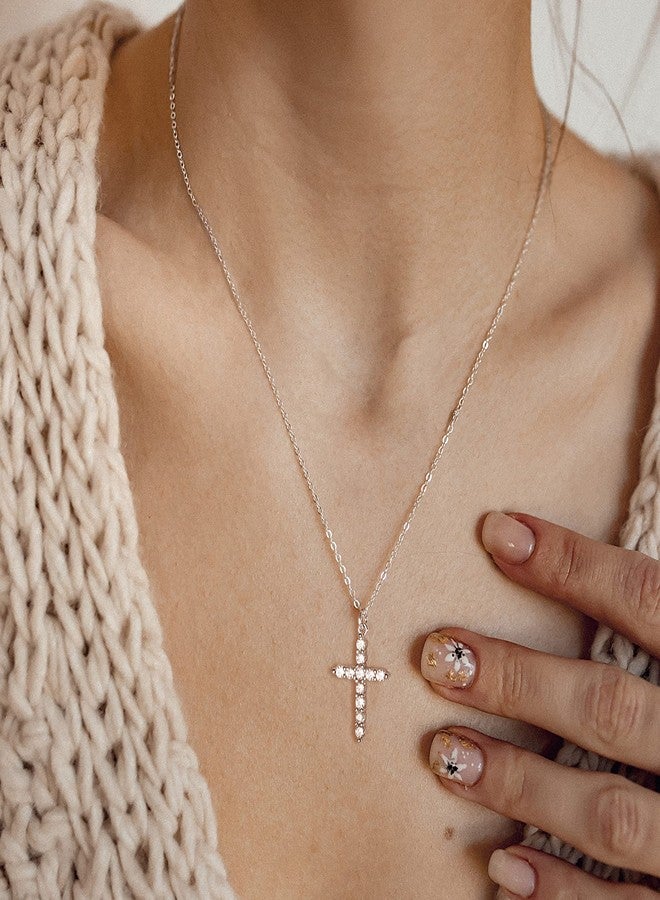 Robaice Upgraded Crown Cross Necklace for Women,14K Gold Plated & Silver Plated Crown Cross Pendant Necklace Diamond Cross Necklaces Faith Cross Jewelry First Communion Gifts, 12-Color Birthstone Necklaces - Image 3