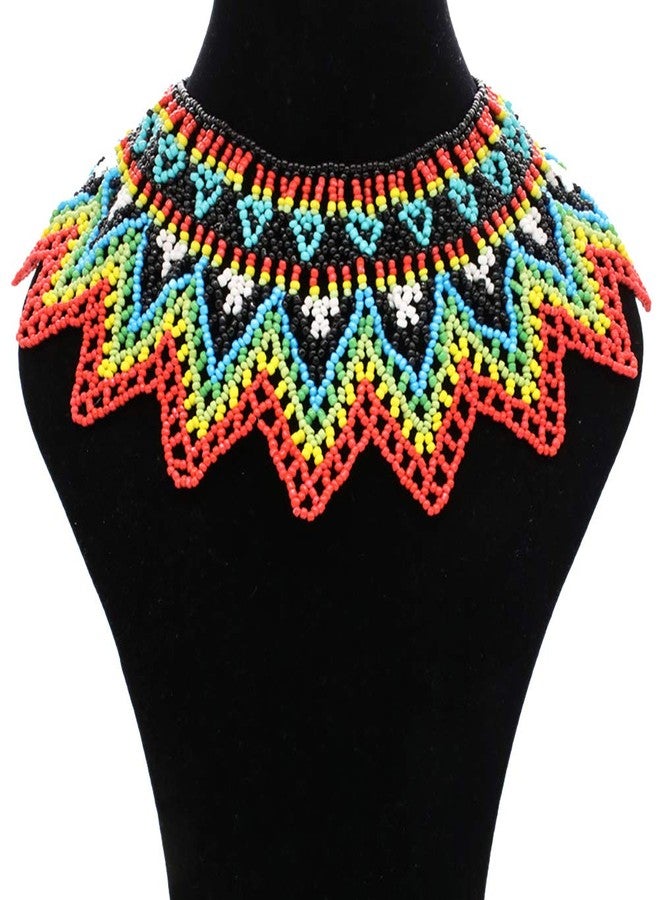 HENGYID Zulu Beaded Bib Necklace - South African Statement Necklace in Multicolor - Maasai Style - Sister Gifts (Color N) - Image 1
