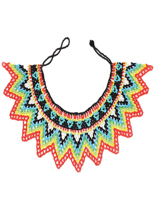 HENGYID Zulu Beaded Bib Necklace - South African Statement Necklace in Multicolor - Maasai Style - Sister Gifts (Color N) - Image 3