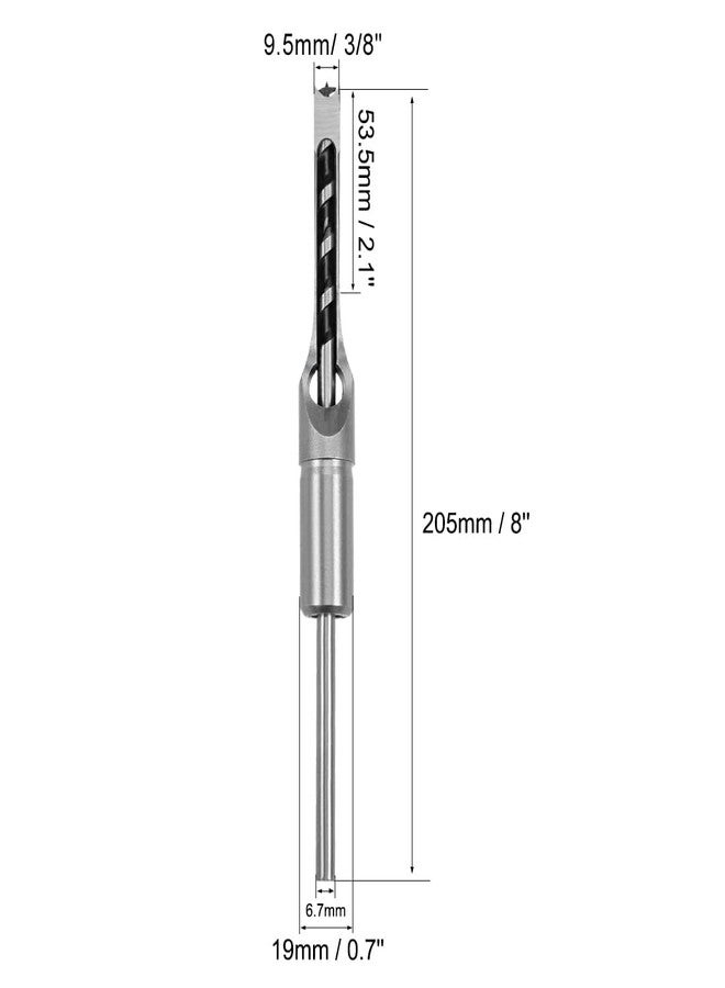 uptodateproducts مجموعة أدوات كهربائية حديثة من uptodateproducts، تتضمن مثقابًا مربعًا بقطر 9.5 مم، وإزميلًا مجوفًا من الفولاذ عالي الكربون بقطر 3/8 بوصة، مناسبة لأعمال النجارة. - Image 3