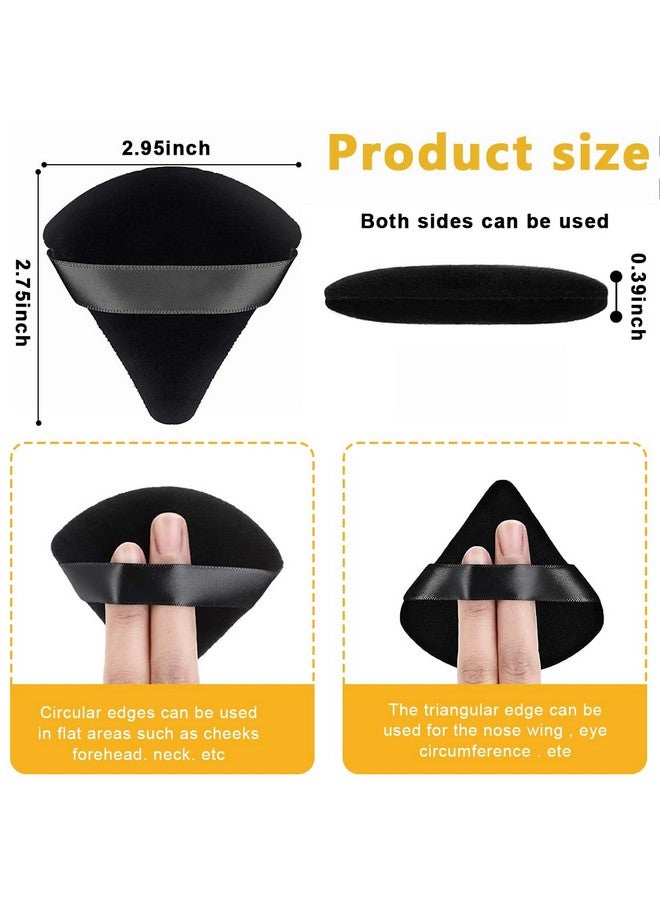 MAYCREATE® 4pcs Triangle Powder Puff Makeup Sponge Puff Makeup Puff for Face Powder Loose Powder, Skin-Friendly Beauty Makeup Tools, Wet and Dry Use - Black - Image 2